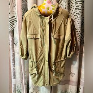 Olive green zip/snap front jacket